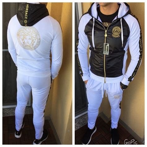 versace tracksuit white|Versace tracksuit men's sale.